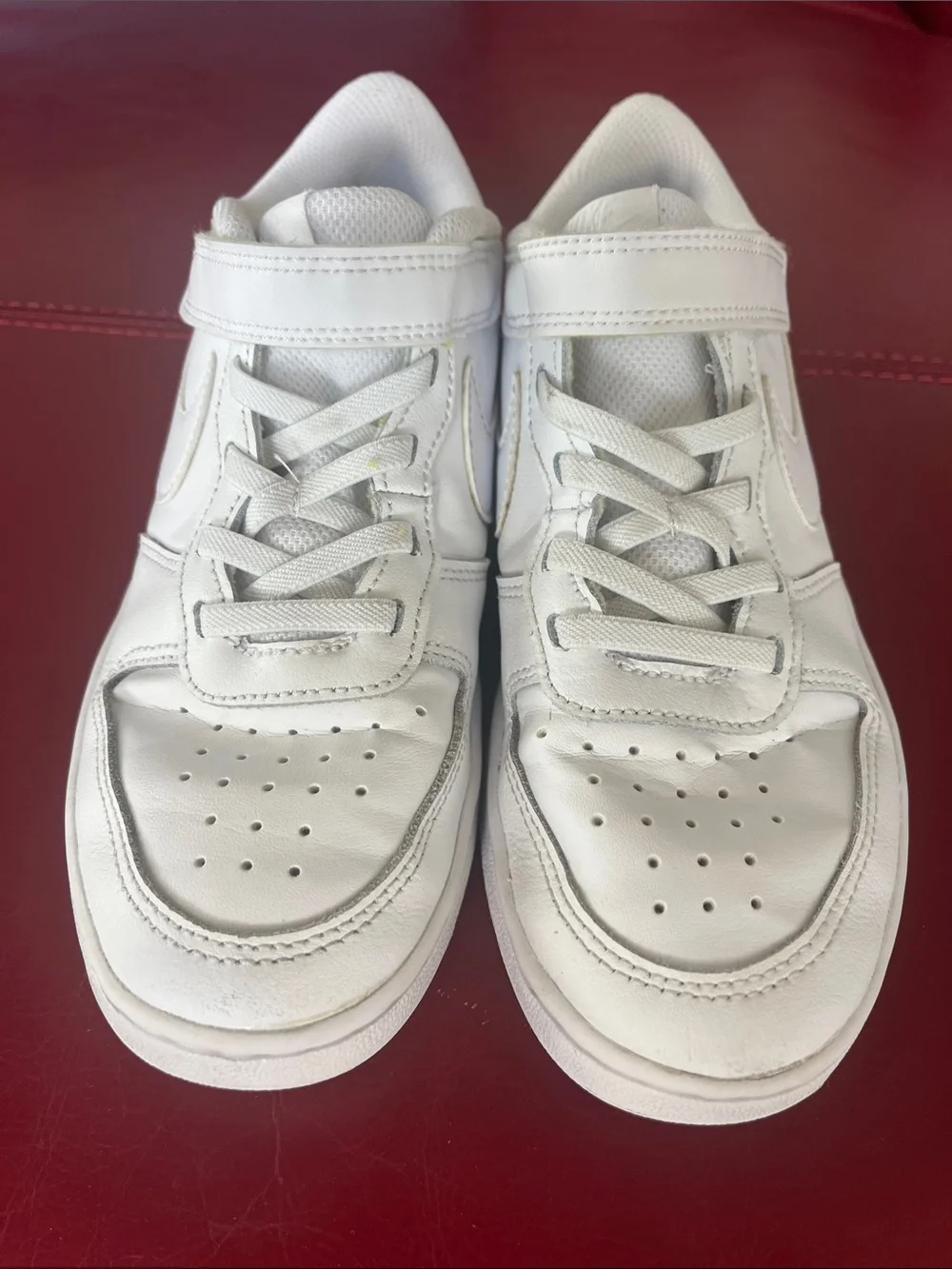 Like New Nike Kids Air Force One All-White Velcro Low EasyOn Sneakers Sz 2.5Y
